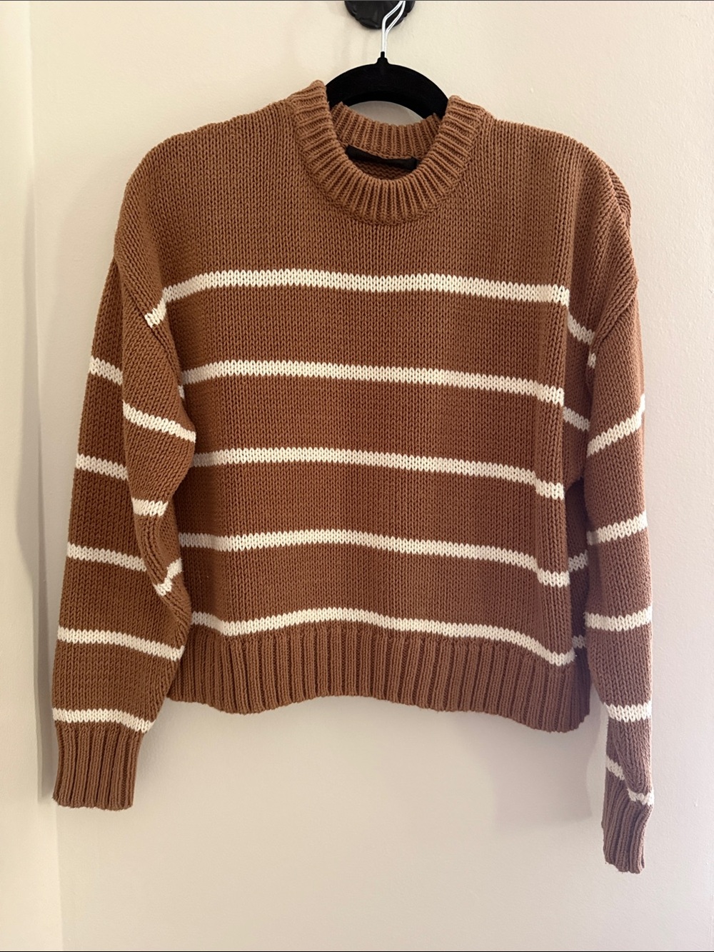 Jenni Kayne Chloe Brown and White Striped Crewneck Sweater